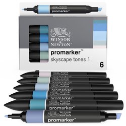 Winsor & Newton Promarker Graphic Drawing Set of 6 Markers Skyscape Tones 1